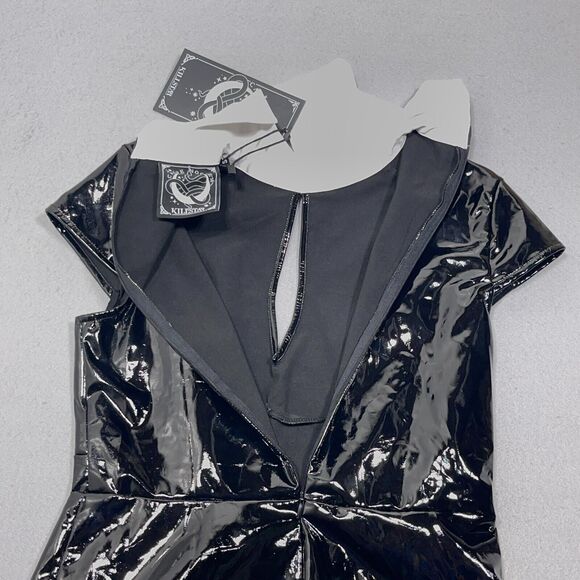 KILLSTAR Wednesday Witch Black Gloss Dress S‎ Dagger Collar Keyhole Gothic NWT - Picture 15 of 16